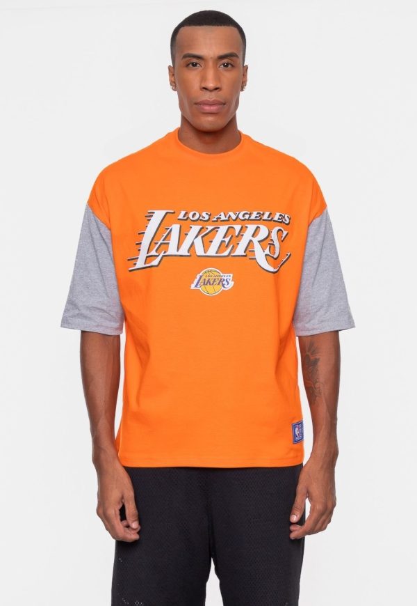 Camiseta NBA Oversized Vintage Los Angeles Lakers Laranja Bright