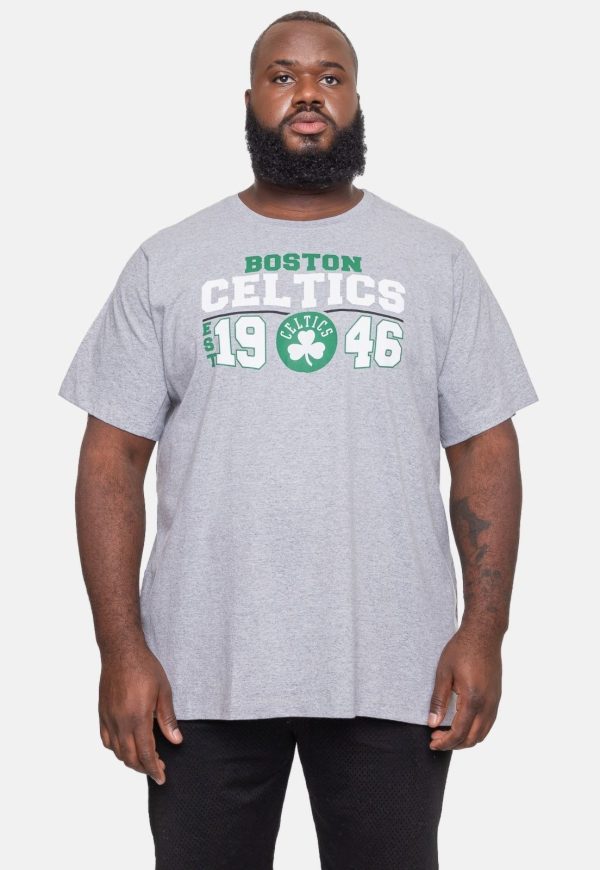 Camiseta NBA Plus Size Masculina City2City Boston Celtics Cinza Mescla