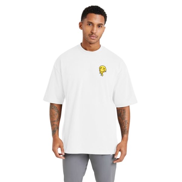 Camiseta Oversized Streetwear de Algodão Masculina Ideal para Academia e Esportes Emoji