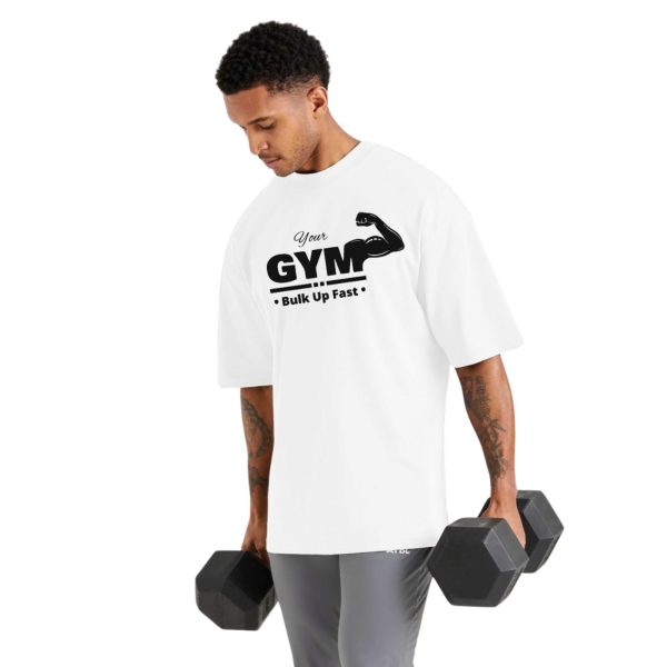 Camiseta Oversized de Algodão Masculina Ideal para Academia e Esportes Gola Redonda Gym