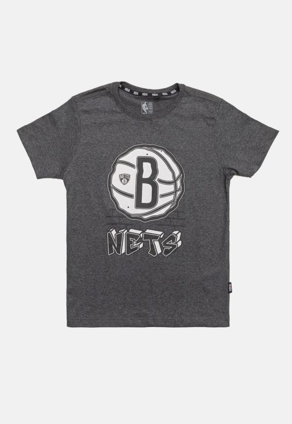 Infantil - Camiseta NBA Juvenil Top Scorer Brooklyn Nets Preta Mescla