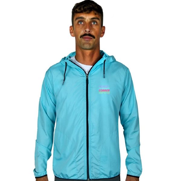 Jaqueta Corta Vento Azul Claro Masculino Corrida WSS Rotina