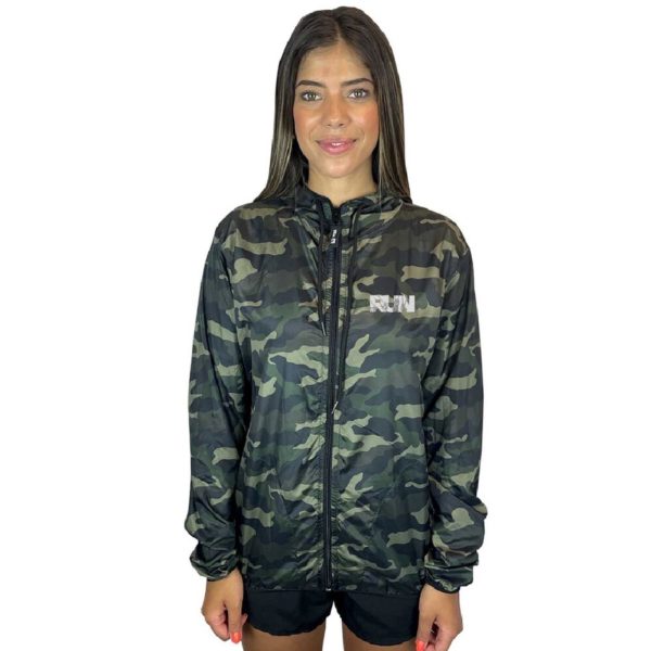 Jaqueta Corta Vento Feminino Camuflado Corrida WSS Run Energia Marrom