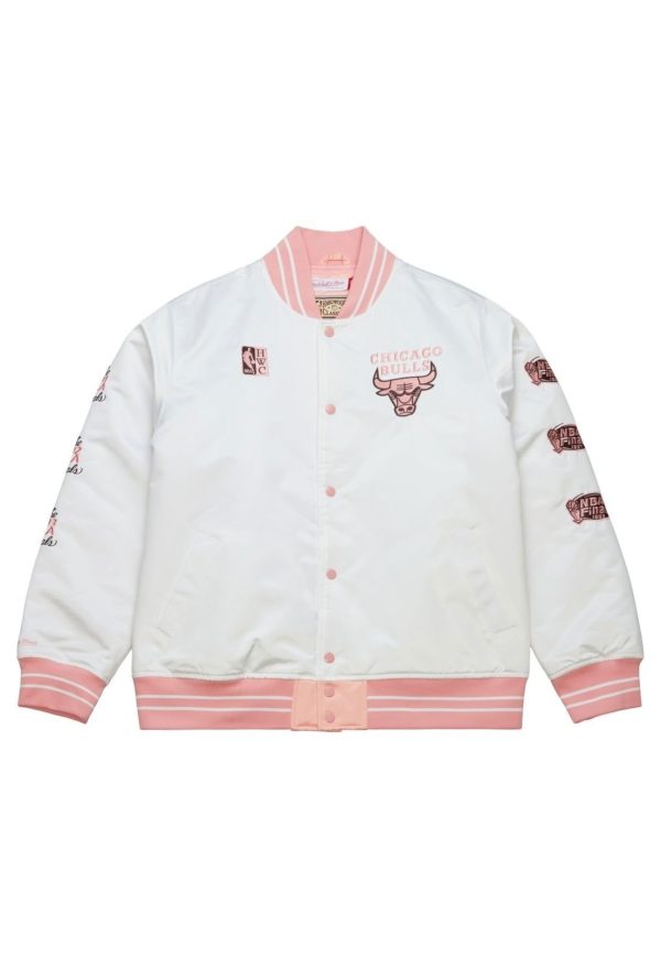 Jaqueta Mitchell & Ness NBA Neopolitan Satin Jacket Chicago Bulls Branca