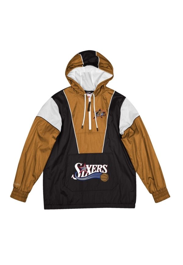 Jaqueta Mitchell & Ness Windbreaker NBA Highlight Reel Philadelphia 76ers Preta