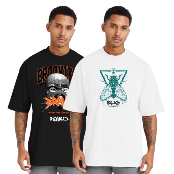 Kit 2 Camisetas Oversized Algodão para Academia, Fitness e Esportes, Confortáveis e Gola Redonda