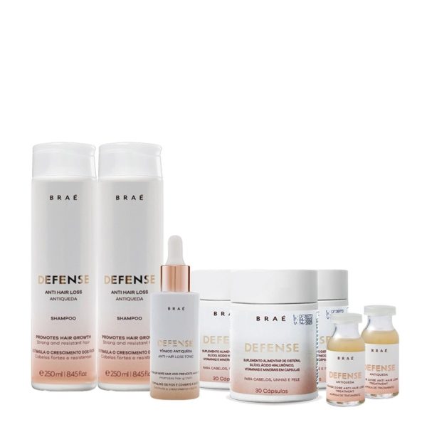 Kit Braé Defense Antiqueda Hair Loss Ampola Suplemento e Tônico (8 produtos)