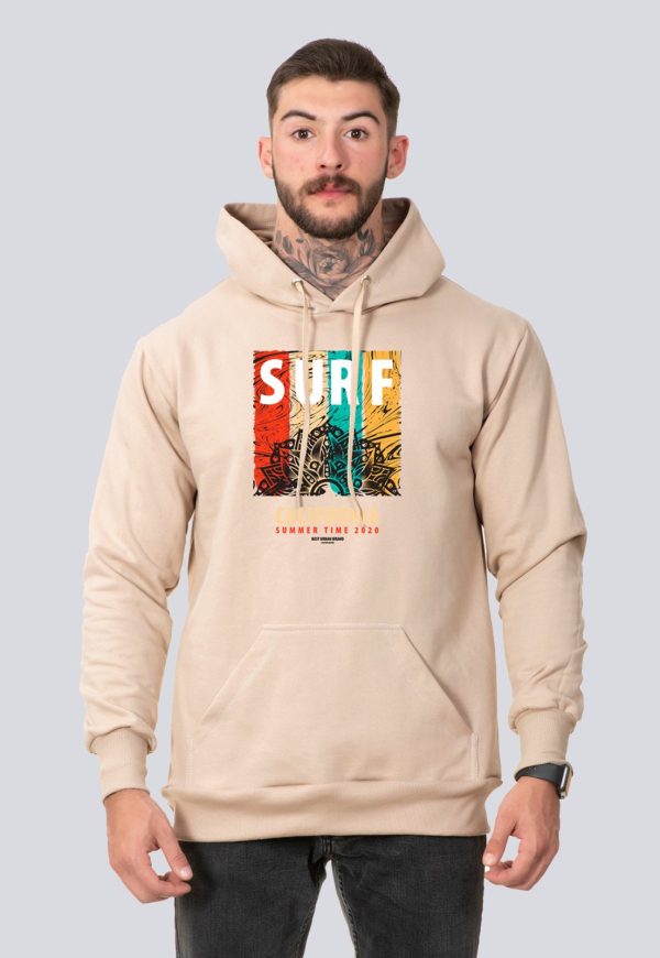 Moletom Masculino Blusa de Frio Algodão Surf California Bege