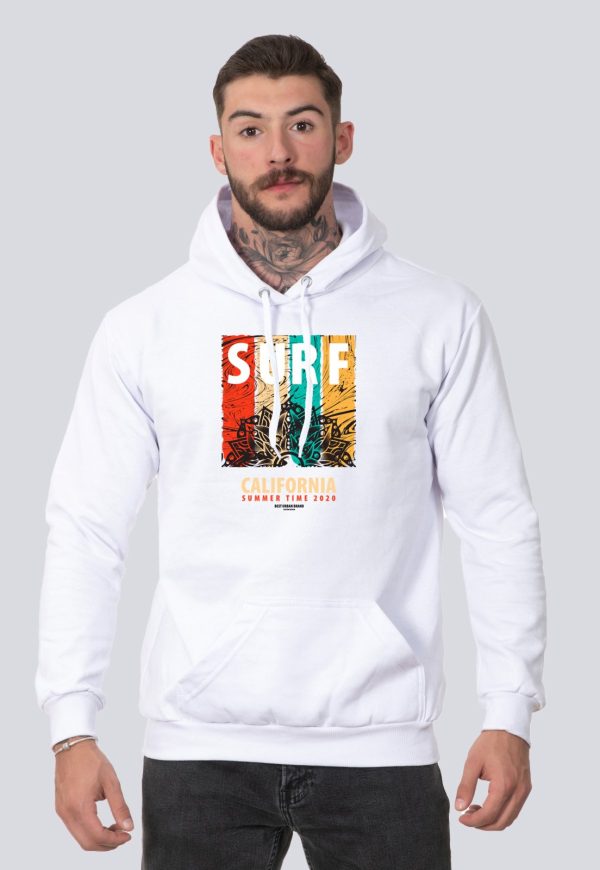 Moletom Masculino Blusa de Frio Algodão Surf California Branco