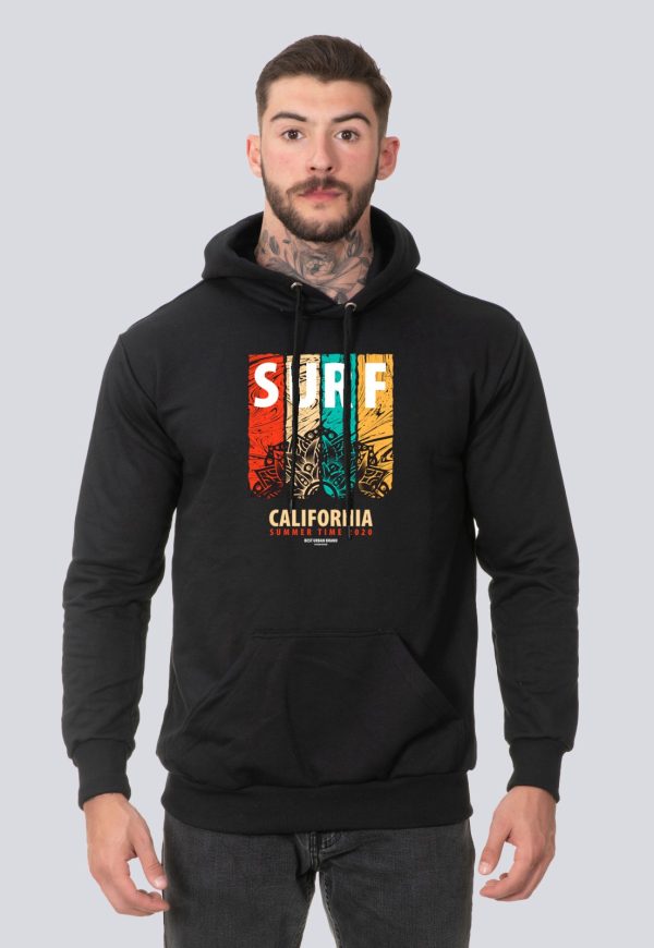 Moletom Masculino Blusa de Frio Algodão Surf California Preto