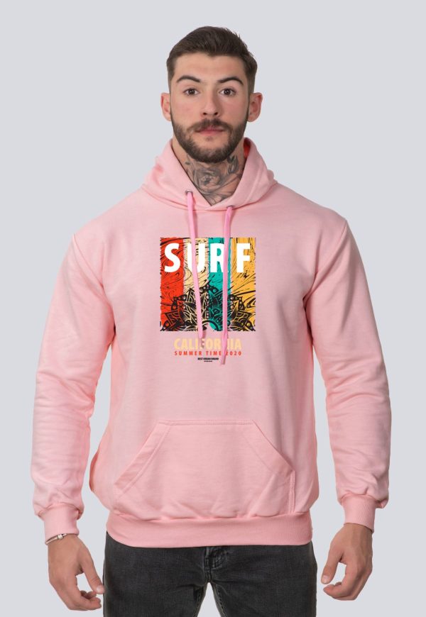 Moletom Masculino Blusa de Frio Algodão Surf California Rosa