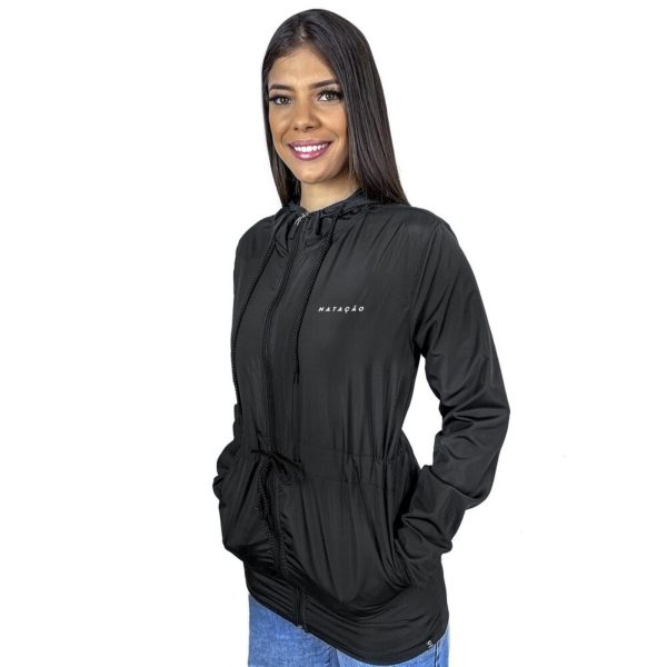 Parka Natação Corta Vento Feminino WSS Preto