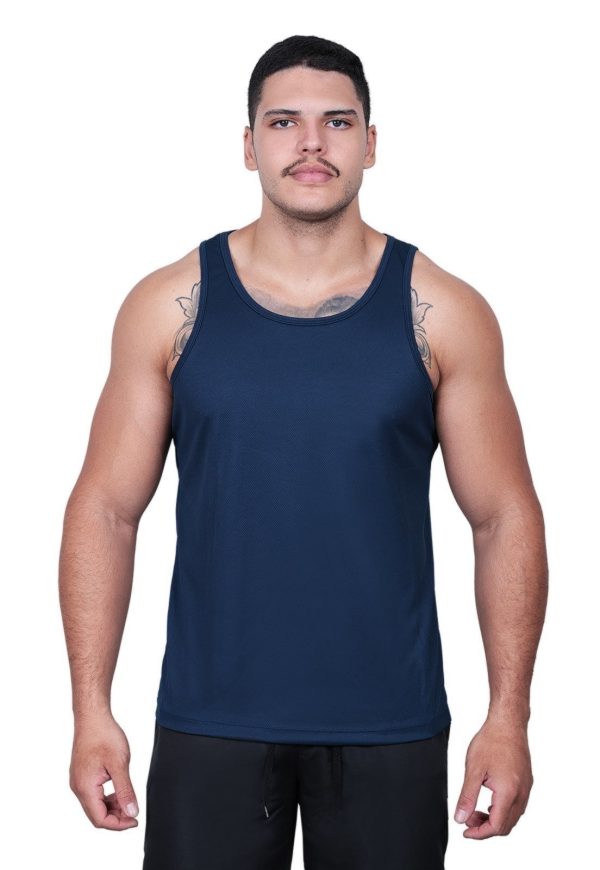 Regata Masculina Dry Camiseta Academia Corrida Techmalhas Azul Marinho