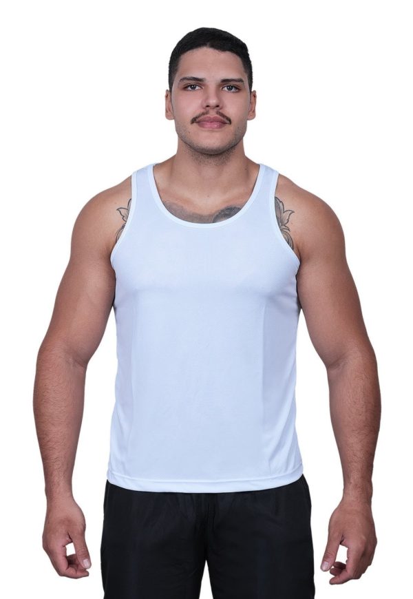 Regata Masculina Dry Camiseta Academia Corrida Techmalhas Branco