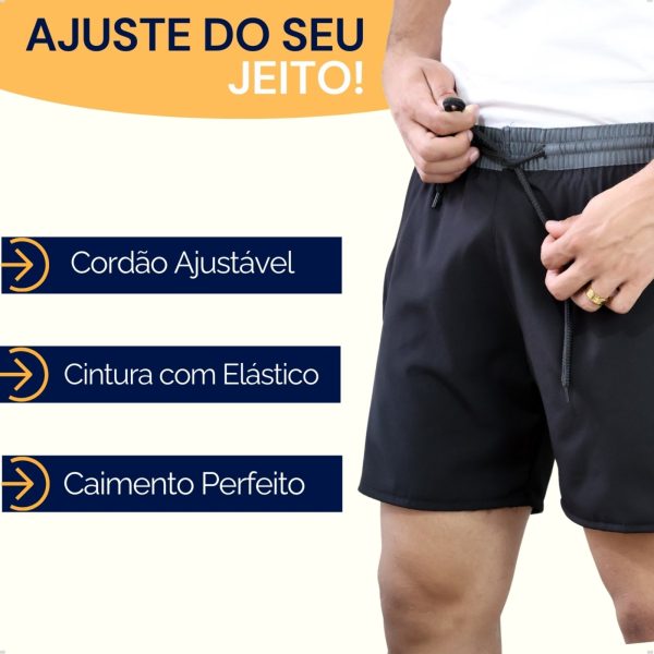 Short Masculino Tactel Elastano KS Bermuda Curta Esporte Academia Praia