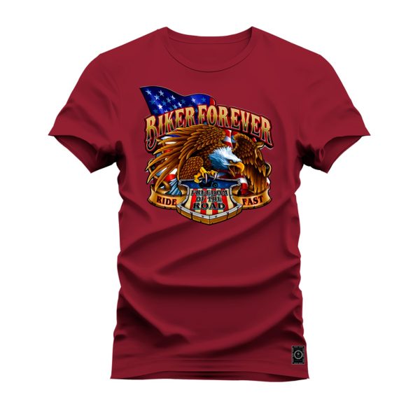 Camiseta Estampada Nexstar Confortável 100% Algodão Biker Forever - Bordo