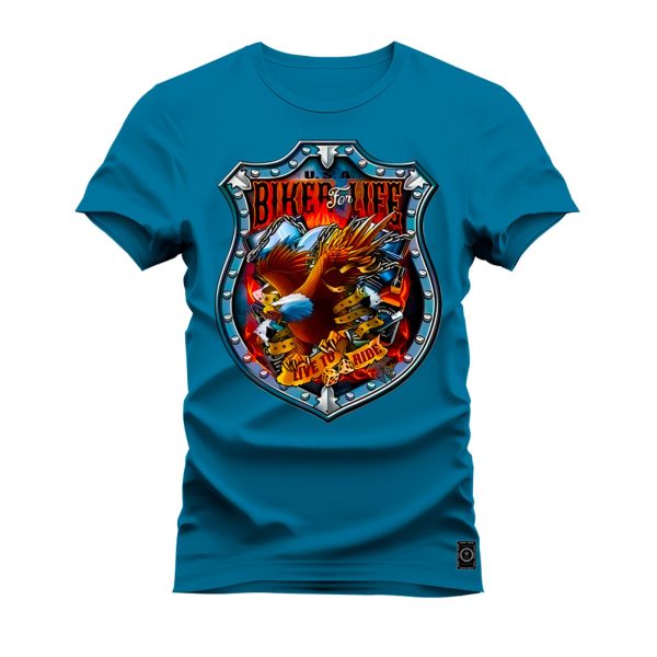 Camiseta Estampada Nexstar Confortável 100% Algodão Biker Live - Azul