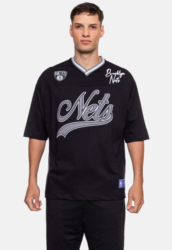 Camiseta NBA Oversized Old Logo Brooklyn Nets Preta