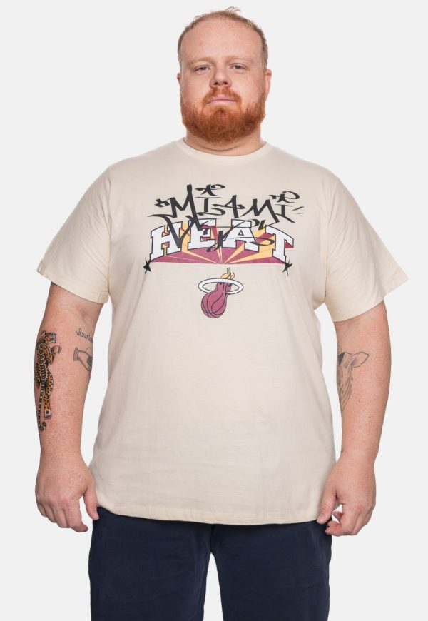 Camiseta NBA Plus Size Masculina Graffitti Bege Vintage