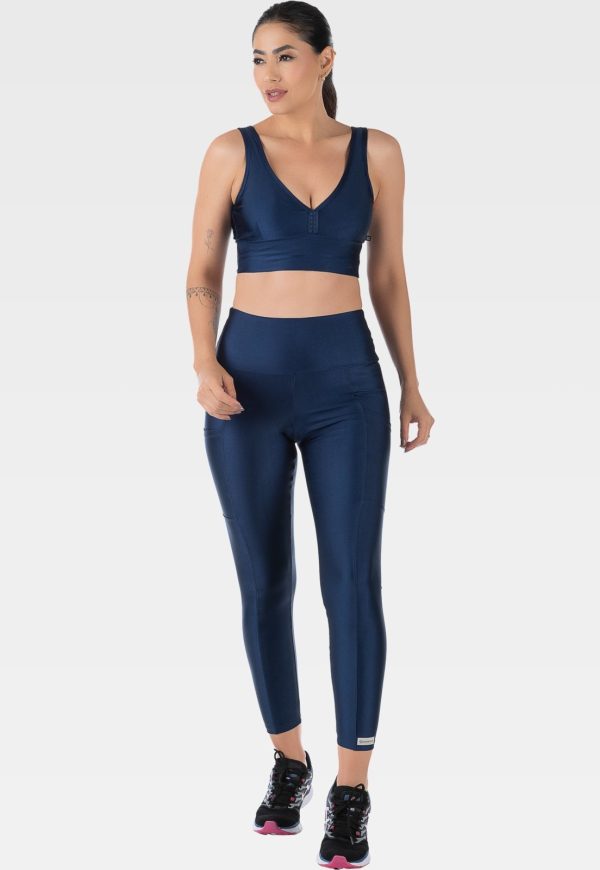 Conjunto Fitness Cirrê Top e Calça Summer Soul Azul