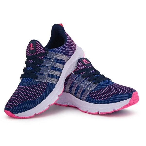 Tênis Feminino Esportivo Caminhada Academia Corrida Musculação Marinho/Pink 34 Azul Marinho