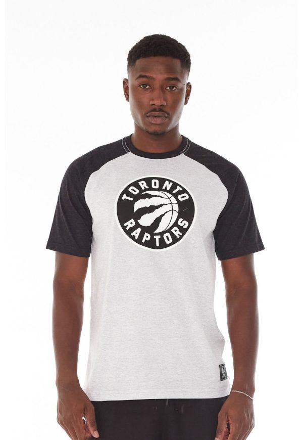 Camiseta NBA Raglan Toronto Raptors Cinza Mescla