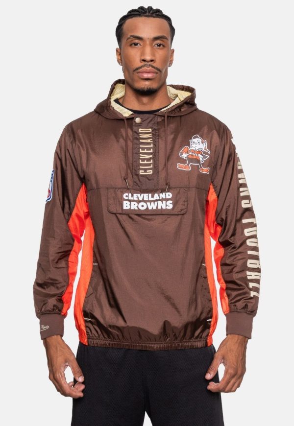 Jaqueta Mitchell & Ness NFL Team OG 2.0 Anorak Windbreaker Vintage Logo Cleveland Browns Marrom