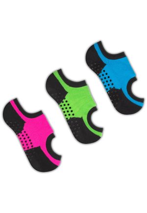 Kit 3 Meias Antiderrapante Sapatilha Pilates Respirável Azul Rosa