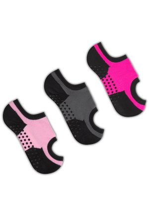Kit 3 Meias Antiderrapante Sapatilha Pilates Respirável Rosa