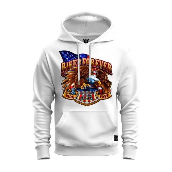 Moletom Biker Forever Estampado Quentinho Varias Cores - Branco