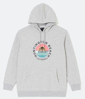 Blusão em Moletom com Capuz Bolso Canguru e Lettering Surfing Pier