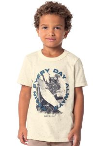 Camiseta Bege Surf em Botonê Menino