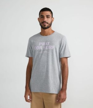 Camiseta Manga Curta com Lettering Pray For Surf