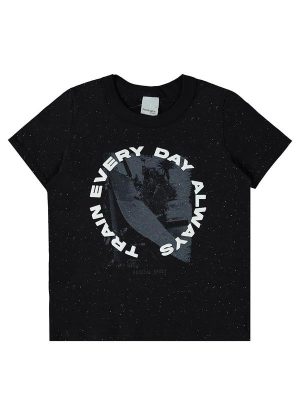 Camiseta Preto Surf em Botonê Menino