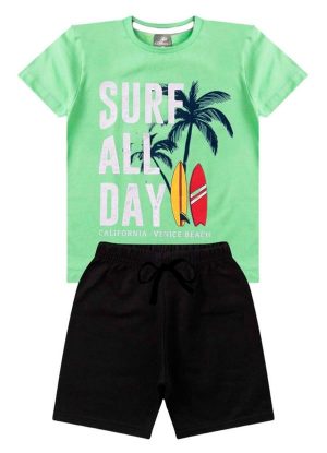 Conjunto Inf Menino Surf All Day Kangulu Verde