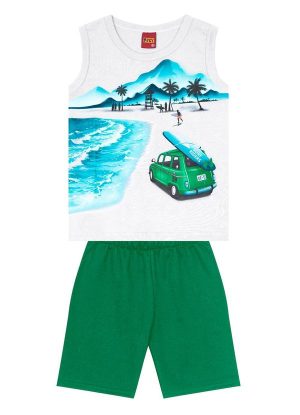 Conjunto Infantil Menino Surf Branco