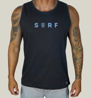 Regata Masculina Preta Algodão Prime WSS Blue Surf Preto