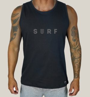 Regata Surf Masculina Preta Algodão Prime WSS Surf Black Preto