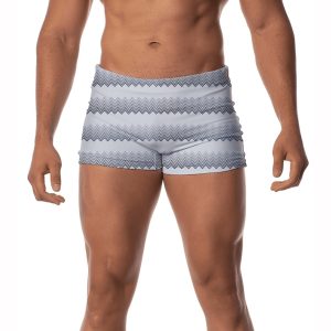 Sunga Masculina Boxer Uv50+ Forrada Com Cordão Ajustável Estampada Moda Praia Piscina Natação Surf Rabiscos Branco
