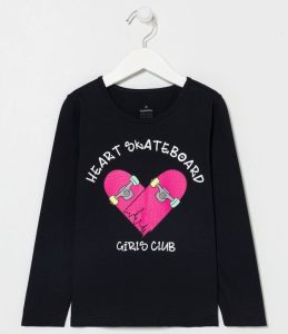 Blusa Infantil com Estampa Coração de Skate - Tam 5 a 14 anos