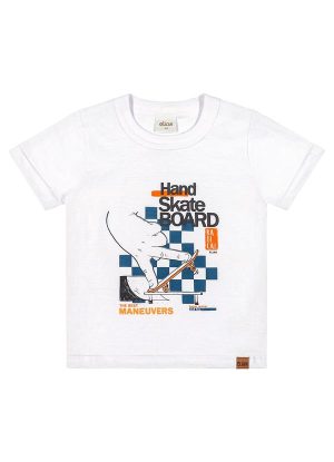 Camiseta Infantil Menino Skate Elian Branco