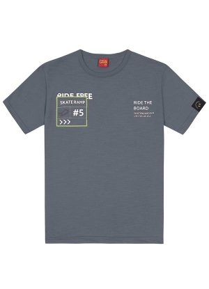 Camiseta Infantil Menino Skate Kyly Cinza