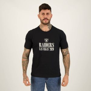 Camiseta New Era NFL Las Vegas Raiders Classic Preta e Branca