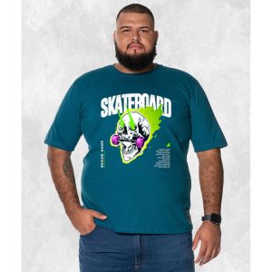 Camiseta Plus Size Extra Grande Estampada Nexstar Confortável Algodão Skate Board - Azul