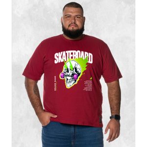 Camiseta Plus Size Extra Grande Estampada Nexstar Confortável Algodão Skate Board - Bordo