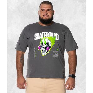 Camiseta Plus Size Extra Grande Estampada Nexstar Confortável Algodão Skate Board - Grafite