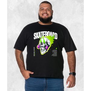 Camiseta Plus Size Extra Grande Estampada Nexstar Confortável Algodão Skate Board - Preto