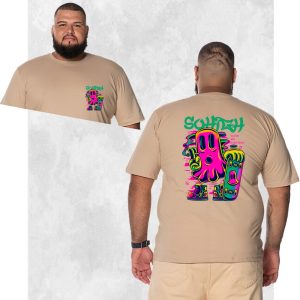 Camiseta Plus Size Extra Grande Estampada Nexstar Confortável Algodão Skate Frente Costas - Bege