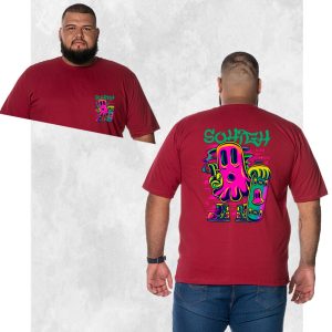 Camiseta Plus Size Extra Grande Estampada Nexstar Confortável Algodão Skate Frente Costas - Bordo