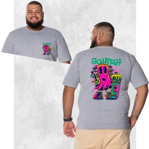 Camiseta Plus Size Extra Grande Estampada Nexstar Confortável Algodão Skate Frente Costas - Cinza
